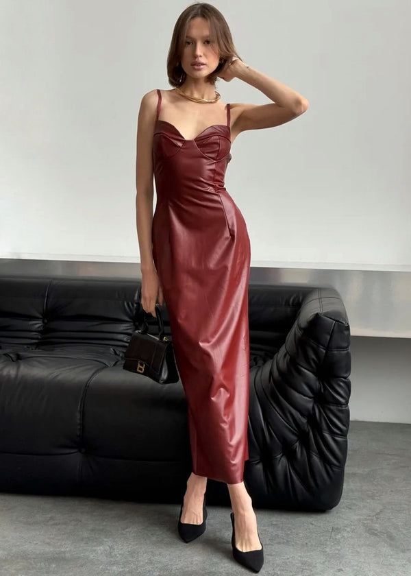 Eco-Leather Cami Maxi Dress