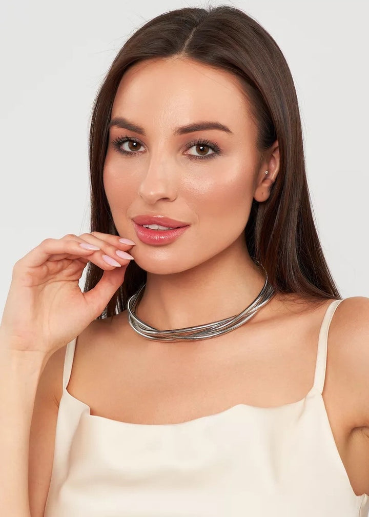 Intertwined Design Metal Choker Necklace