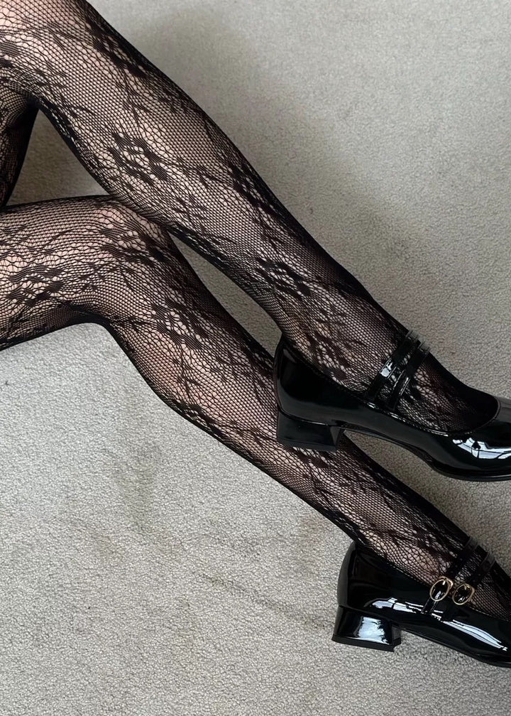 Floral Pattern Lace Tights