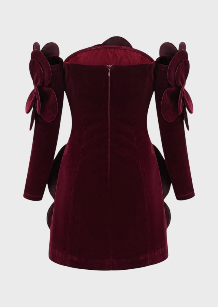 Edda Off-Shoulder Velvet Mini Dress