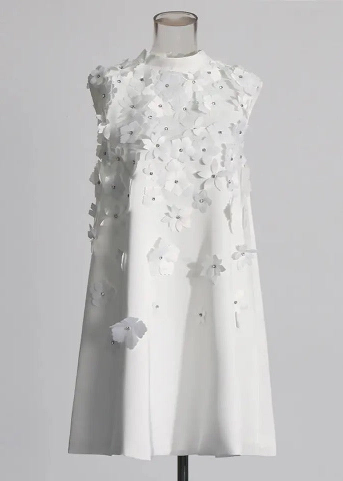 3D Flowers Decor A-Line Mini Dress
