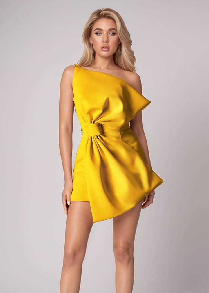 Erna Asymmetrical Bow Mini Dress