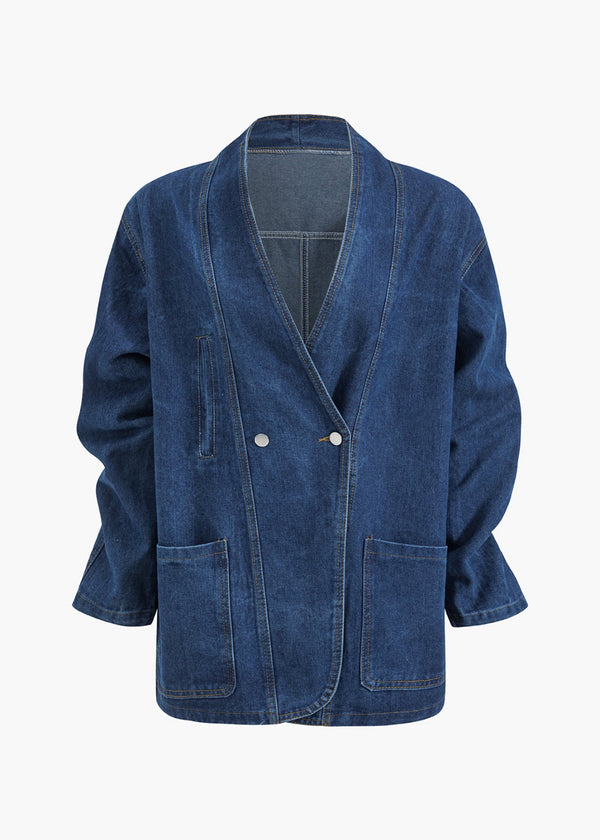 Double Breasted Oversized Denim Jacket