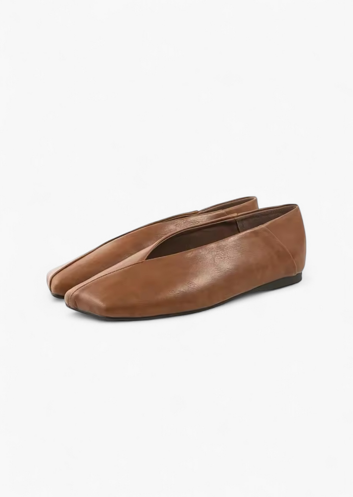 Square Toe Ballet Flats with V-Cut
