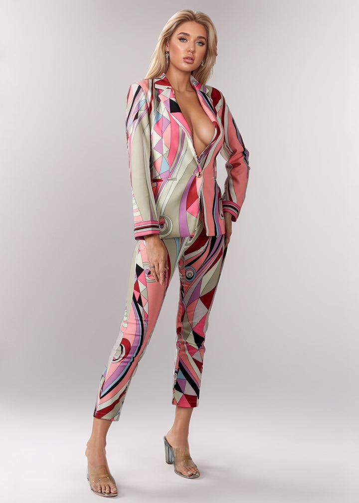 Hediye Abstract Print Pant Suit