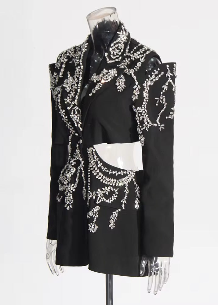 Allison Rhinestone Embroidery Hollow-Out Blazer