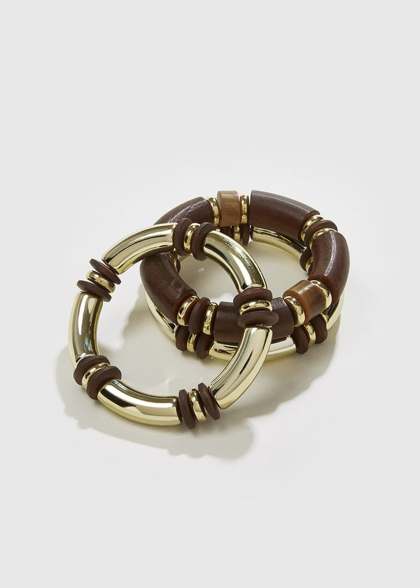 Metal & Wood Bracelet Stack