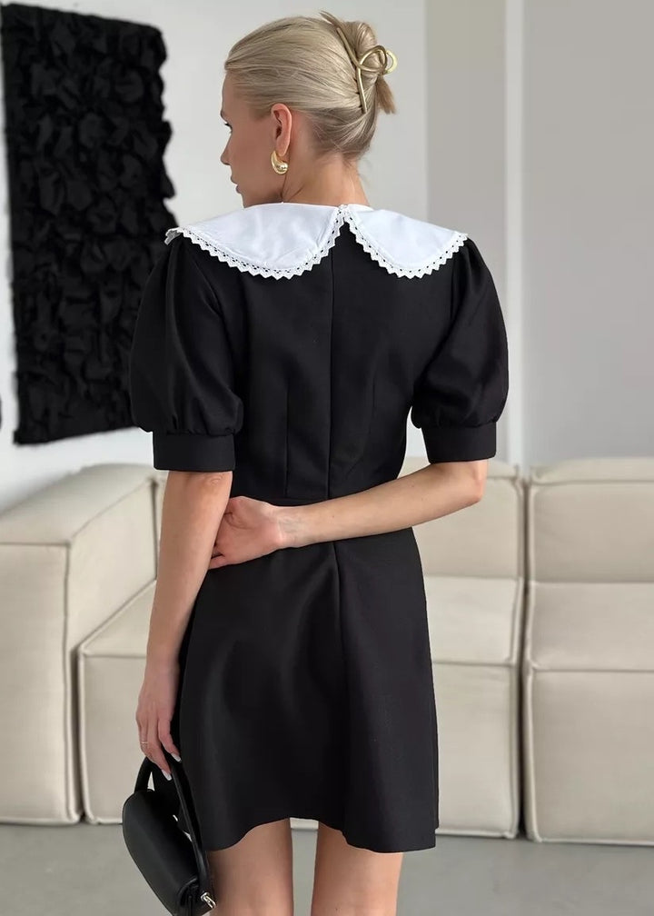 Puritan Collar Puff Sleeve A-Line Mini Dress