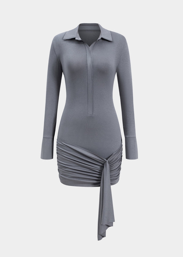 Ruched long Sleeve Mini Dress