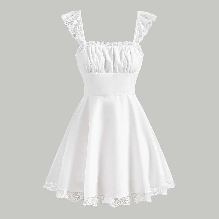 Contrast Lace Ruched Bust Dress