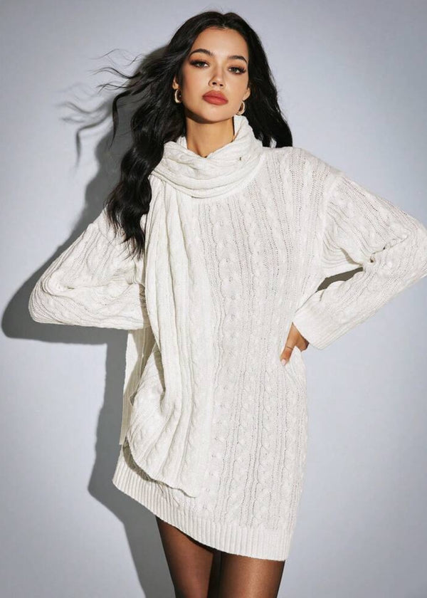 Cable Knit Sweater and Scarf Set