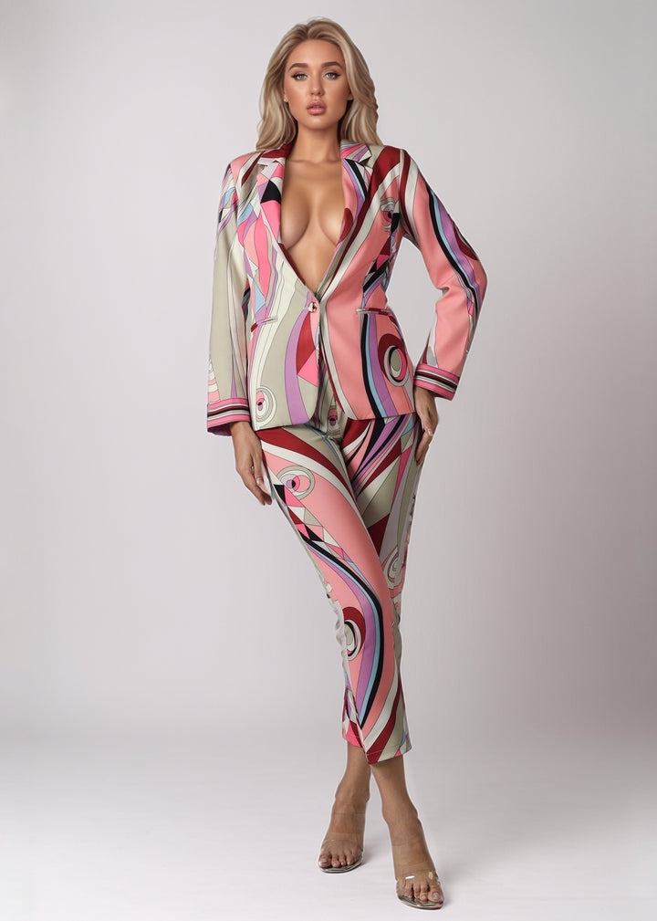 Hediye Abstract Print Pant Suit