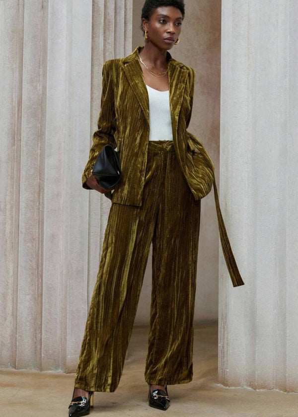 Velvet Pleated Trousers