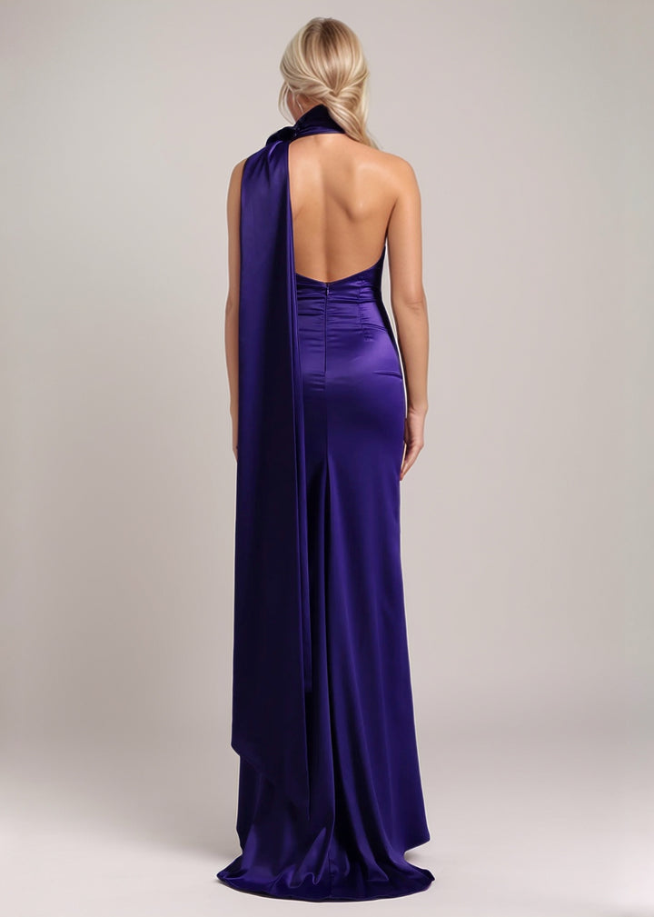 Valencia Halter Satin Maxi Dress