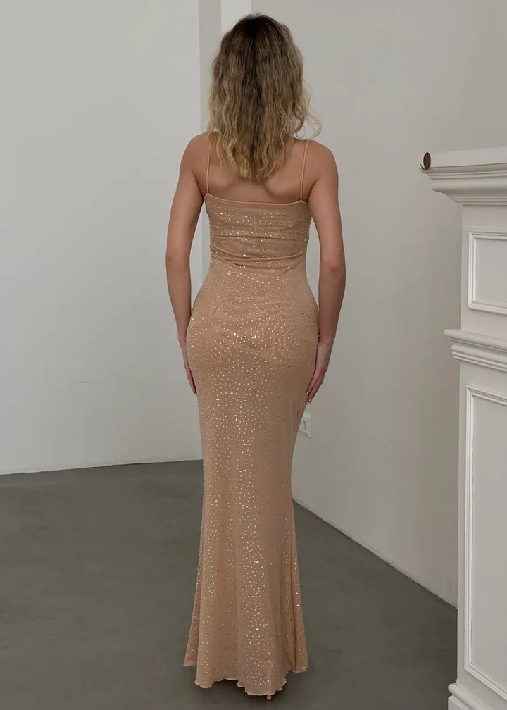 Sparkling Sequin Spaghetti Strap Maxi Dress