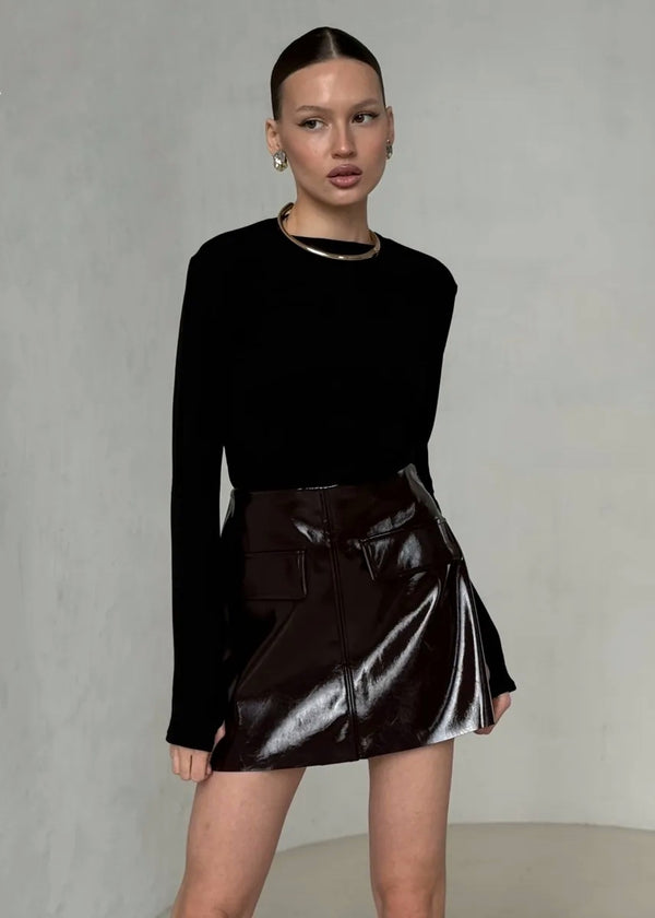 Eco-Leather A-Line Mini Skirt