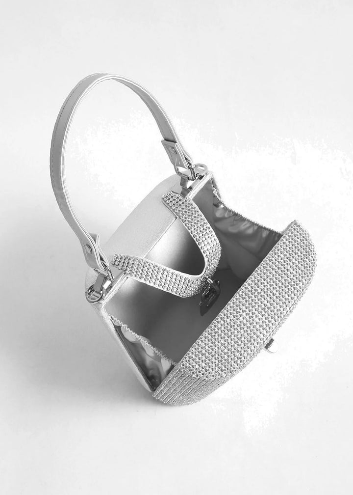 Rhinestone Decor Twist Lock Chain Box Bag