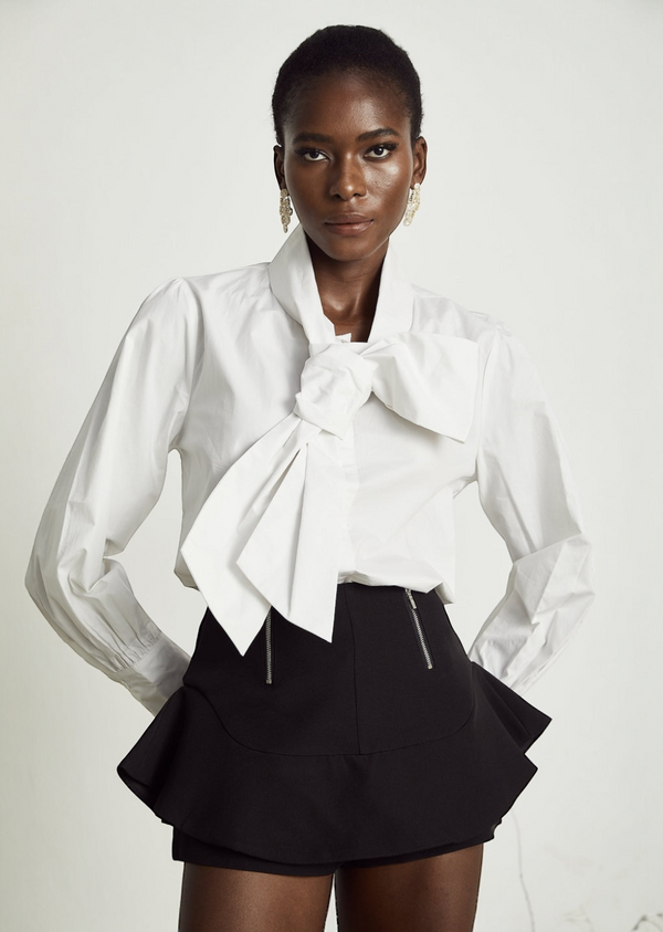 Neck Tie Detail Long Sleeve Blouse