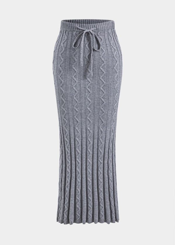 Drawstring Tie-Up Knitted Skirt