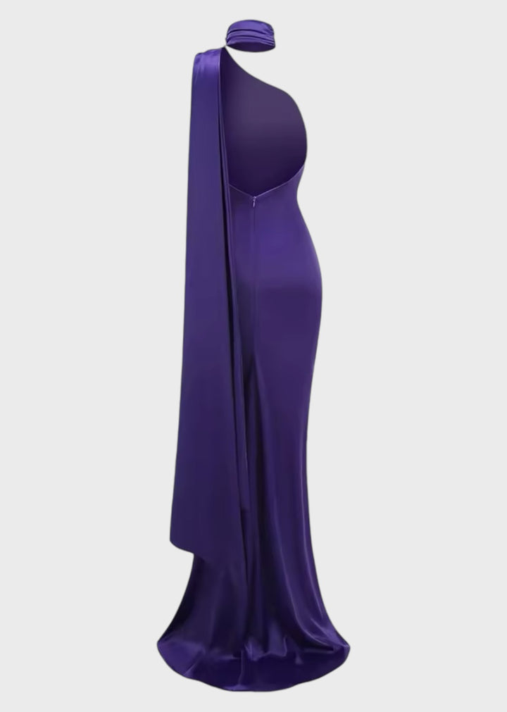 Valencia Halter Satin Maxi Dress