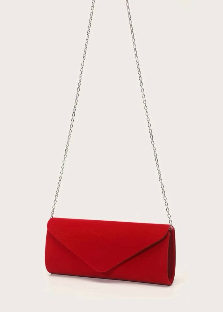 V-Shaped Flap Cover Velvet Clutch Bag