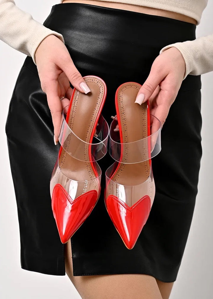 Heart-Shaped Insert Transparent High Heel Shoes