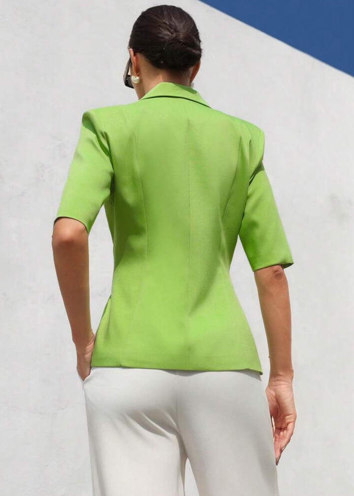 Lapel Neck Short Sleeve Tie Blazer