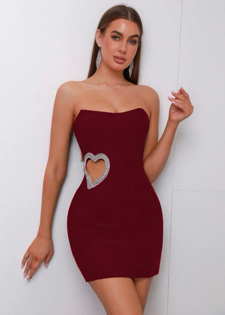 Heart Shaped Hollow-out Tube Bodycon Dress