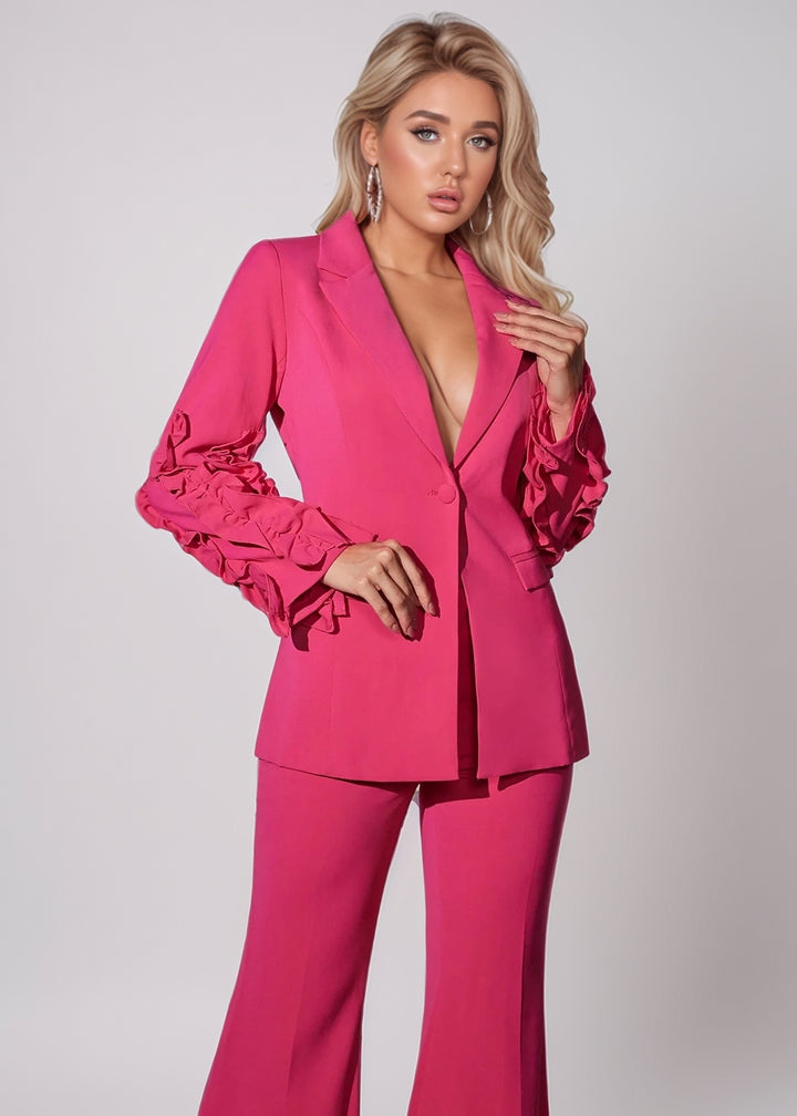 Nancy Ruffled Sleeve Pants Suit