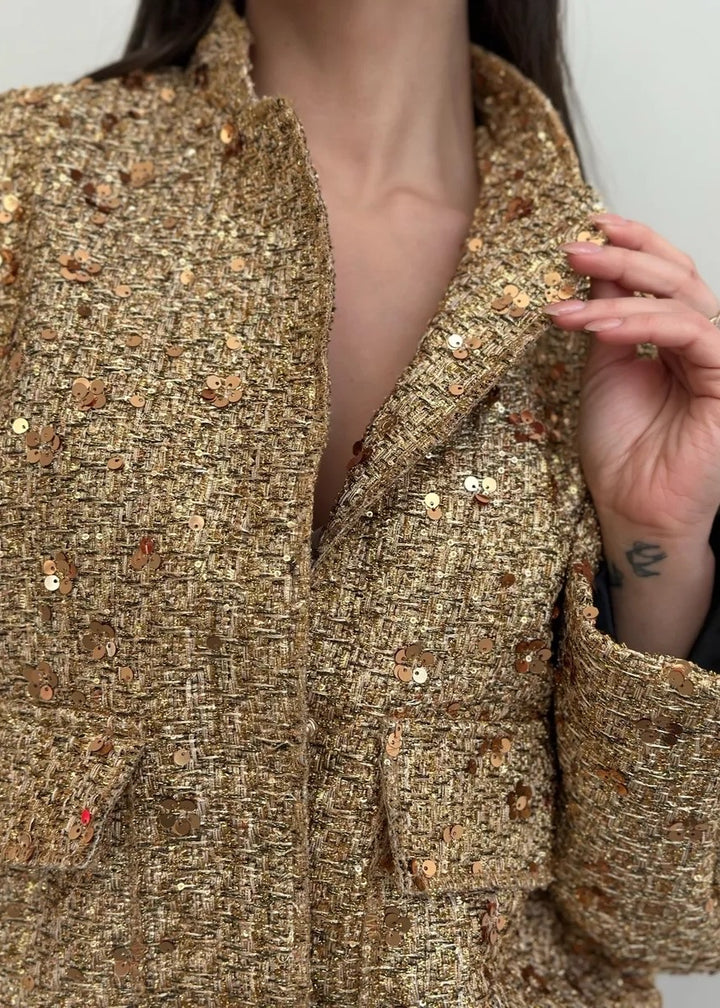 Sequined Loose Bomber Jacket