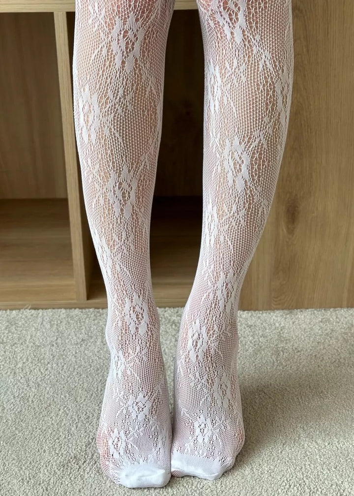 Floral Pattern Lace Tights