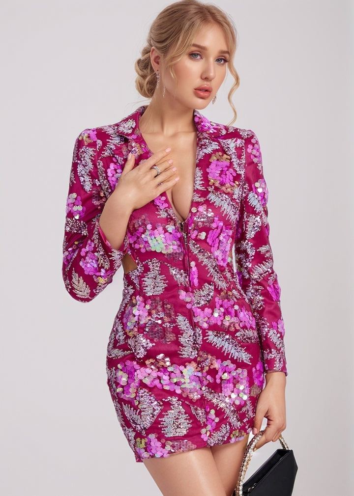 Selma Backless Sequined Blazer-Dress