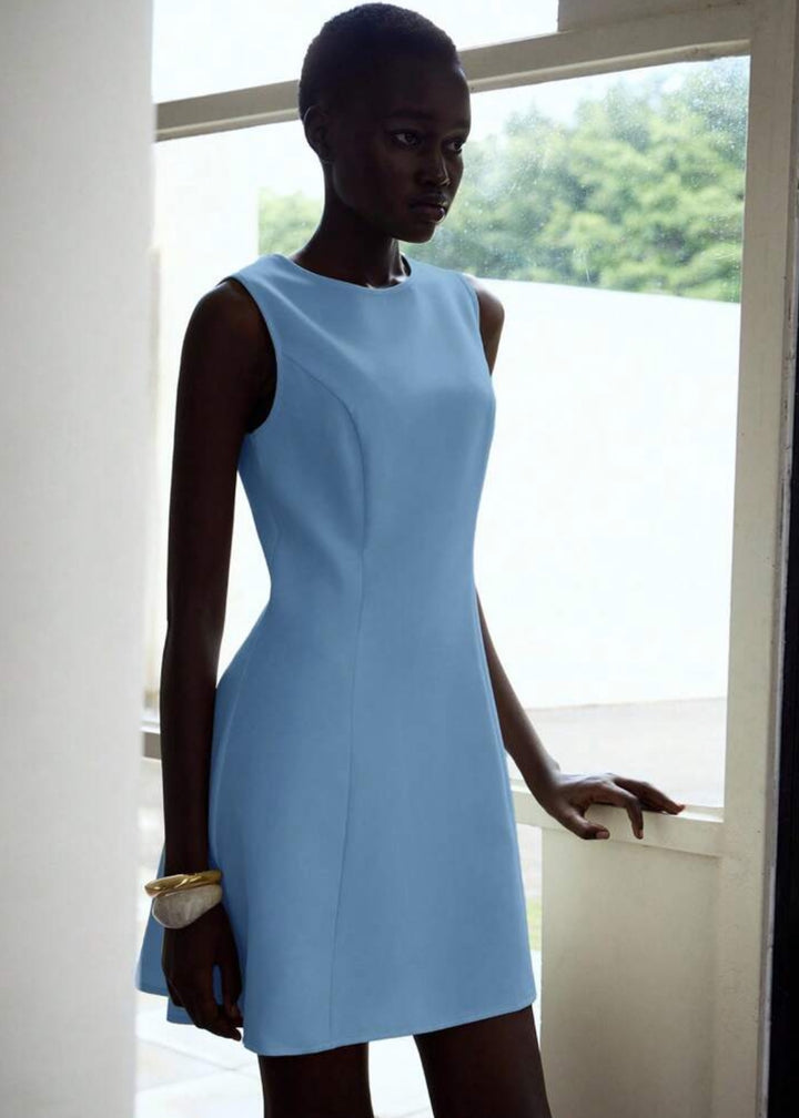 Sleeveless Round Neckline A-Line Mini Dress