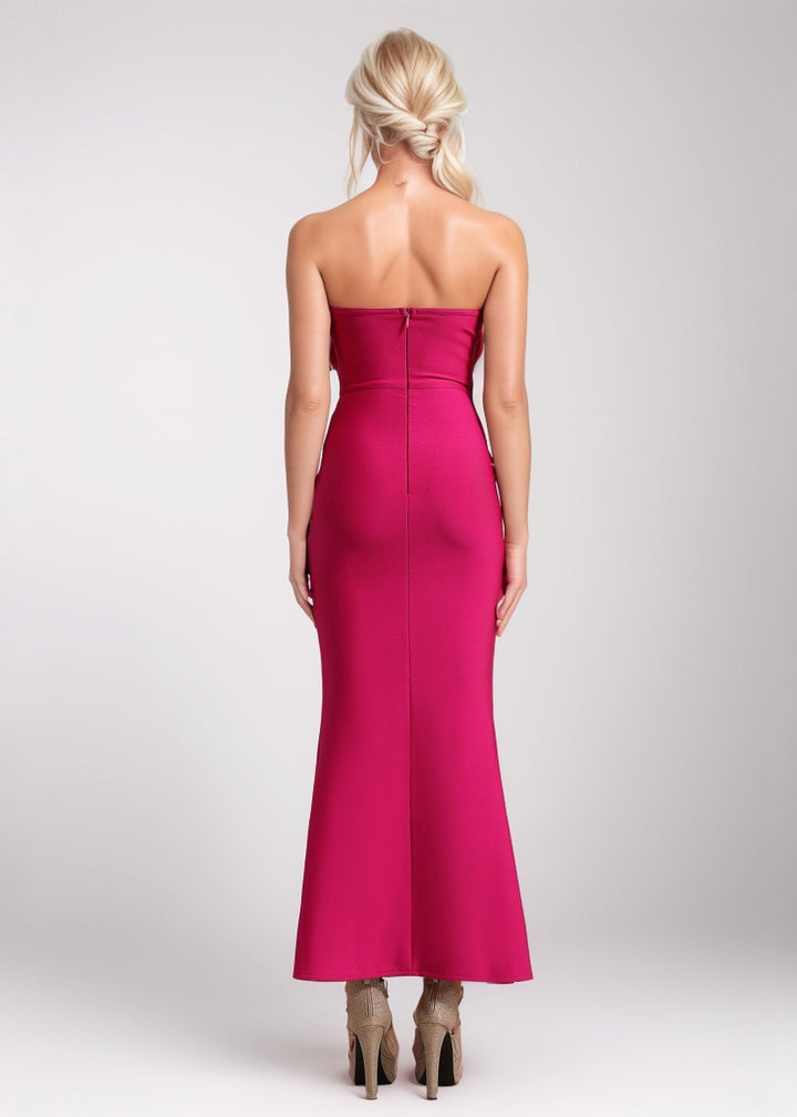 SIENA Mermaid Hem Maxi Dress in Hot Pink