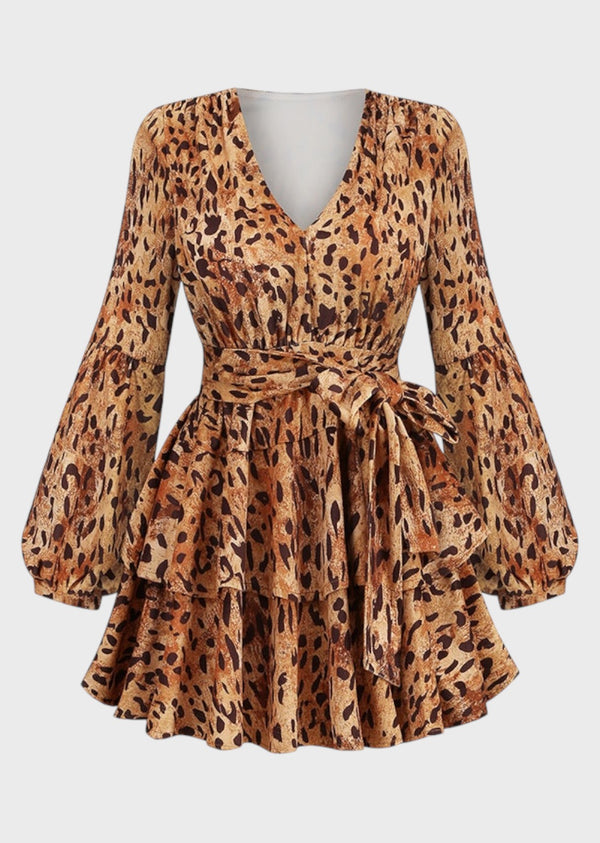 Paulina Leopard Print Flared Dress