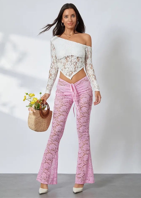 Floral Lace Flared Pants