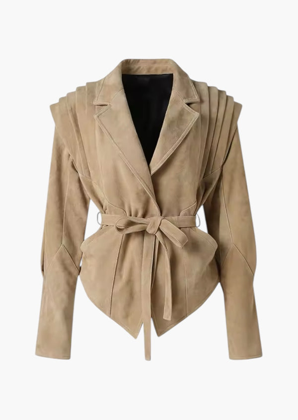 Belt Tied Suede Jacket