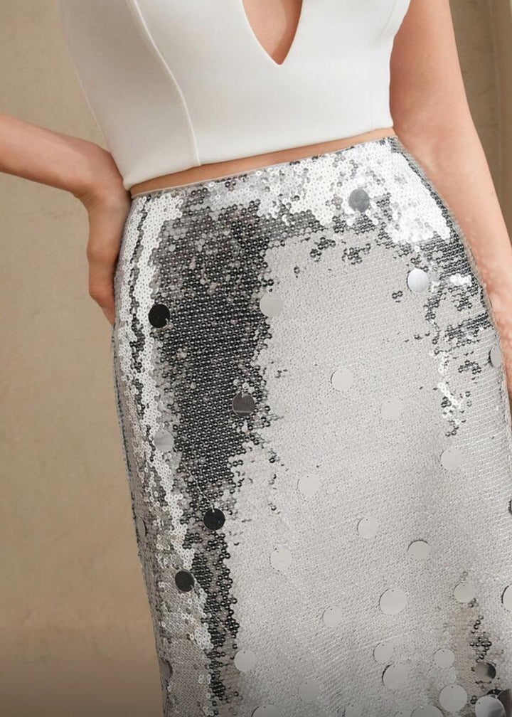 Sequin Embellishment A-Line Maxi Skirt