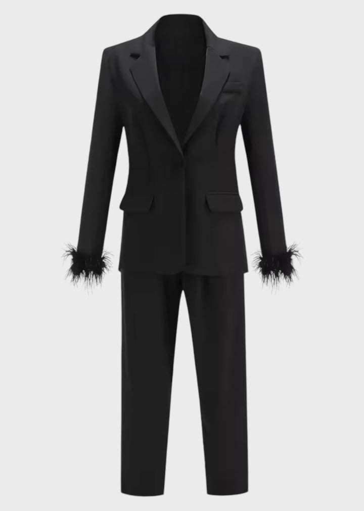 Fuzzy Cuff Pant Suit