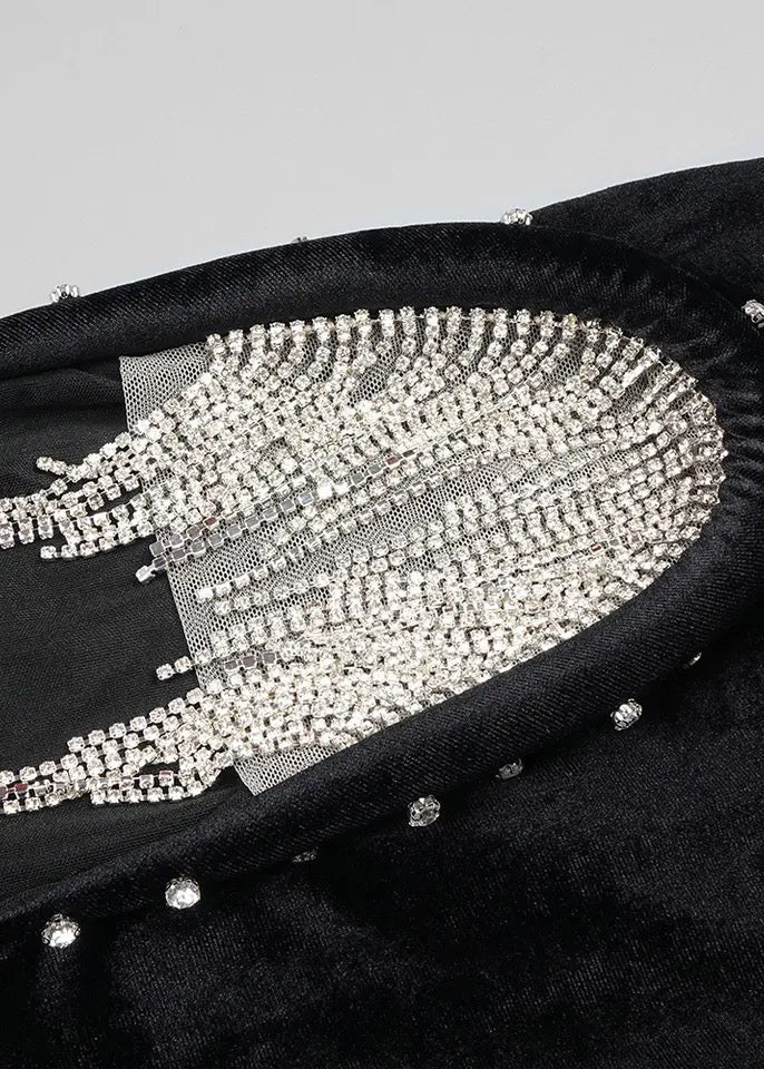 Crystals & Tassels Decorated Maxi Bodycon Dress