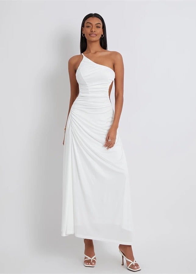 One Shoulder Backless Hollow-Out Maxi Dress