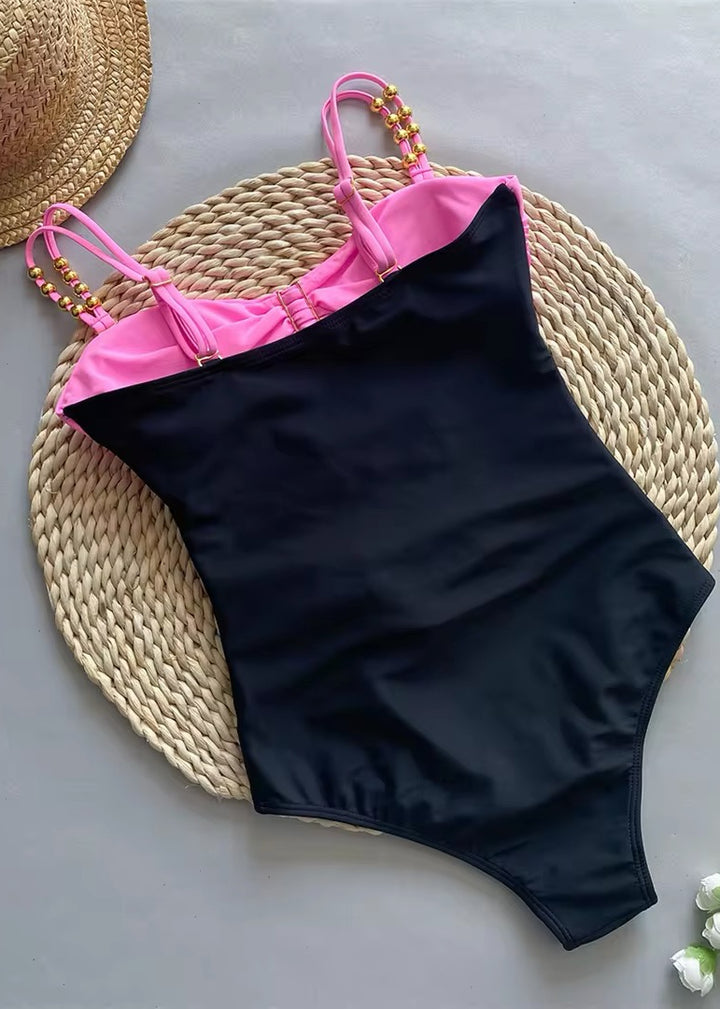 Three Tone Hollow Out Swimsuit & Matching Skirt