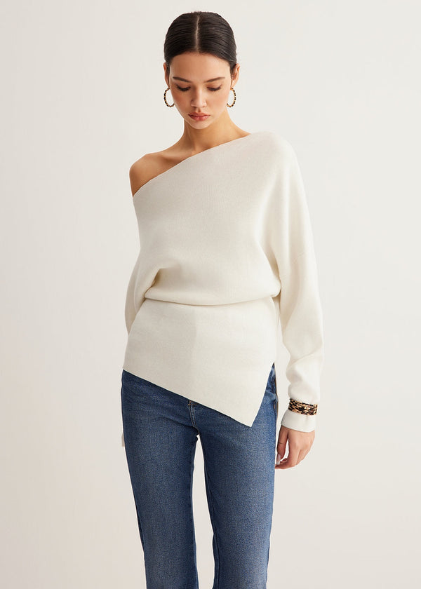 One Shoulder Long Sleeve Knit Top
