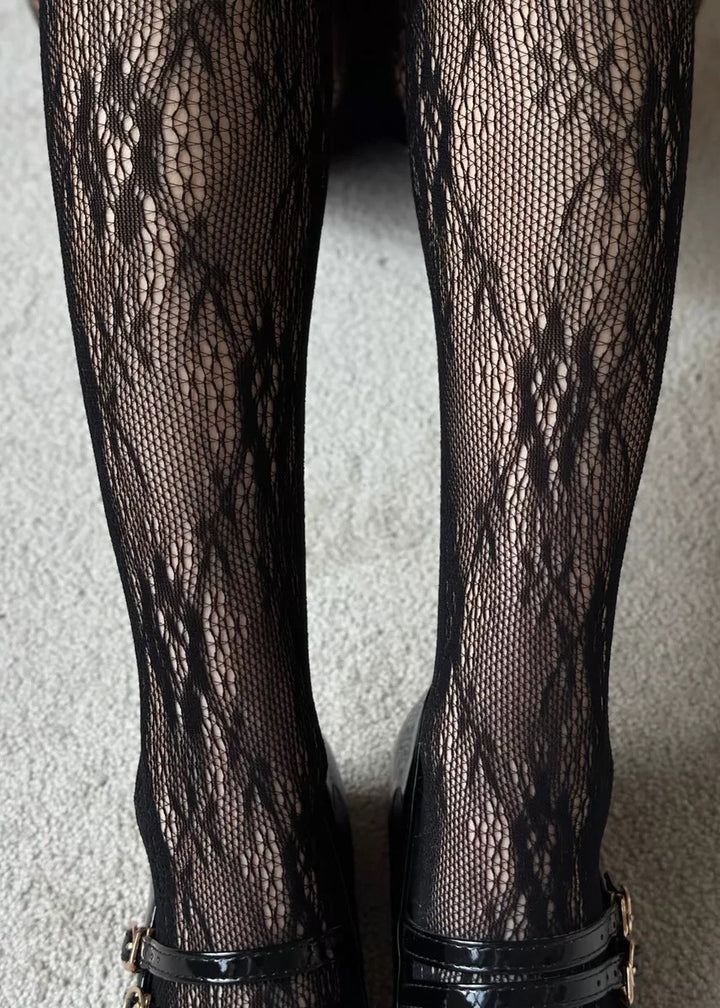 Floral Pattern Lace Tights