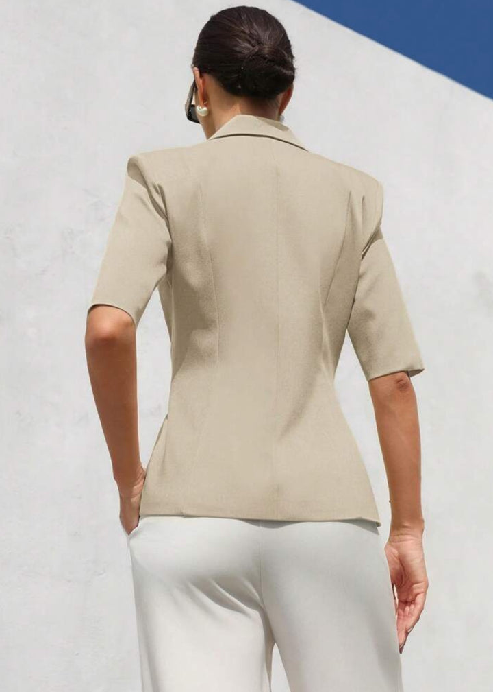 Lapel Neck Short Sleeve Tie Blazer