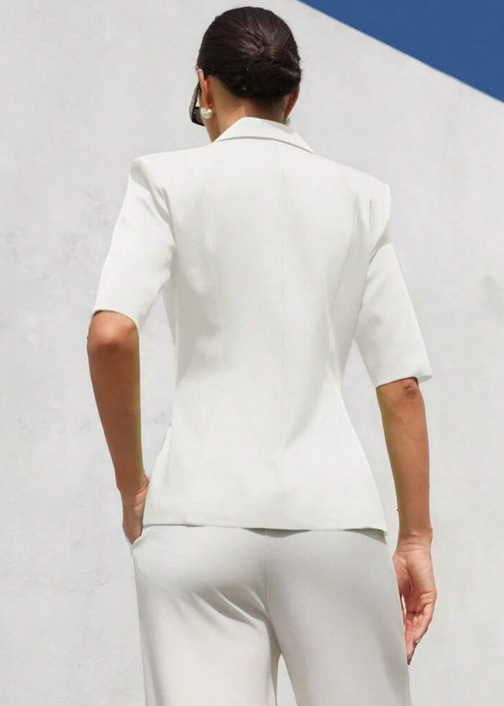 Lapel Neck Short Sleeve Tie Blazer