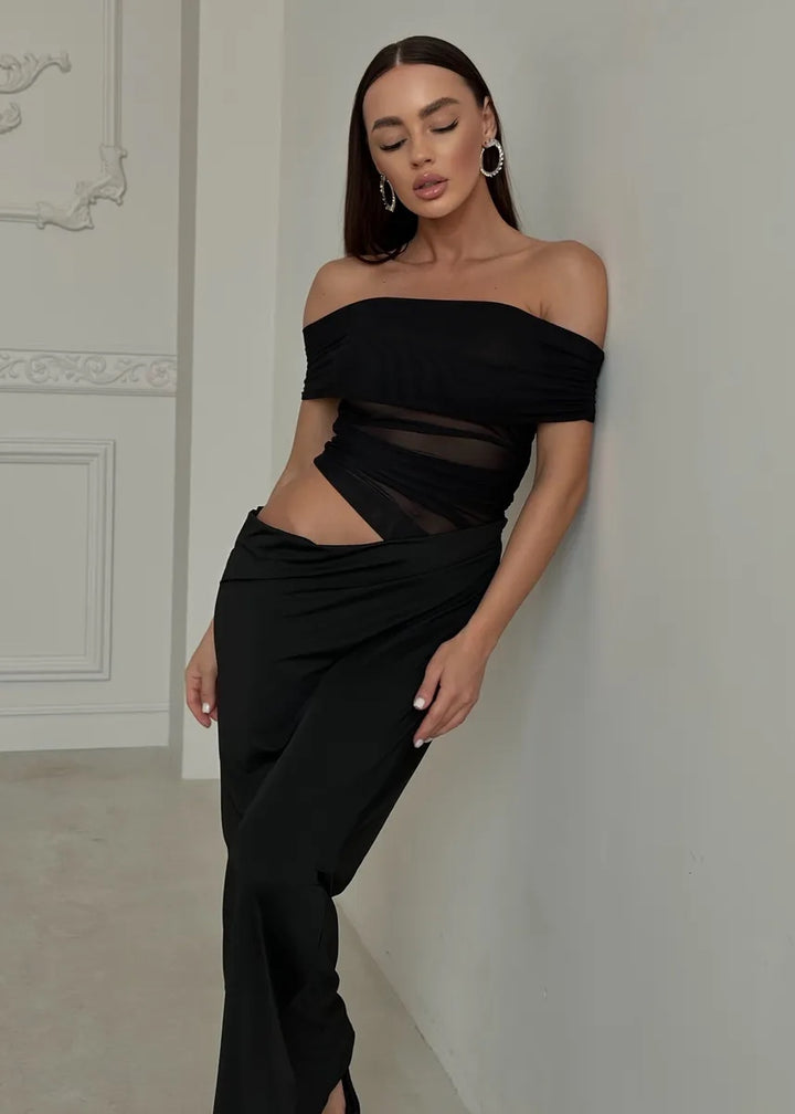 Off-Shoulder Cutout Bodycon Maxi Dress