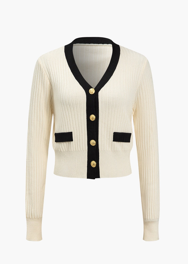 Long-Sleeved Colorblock Cardigan