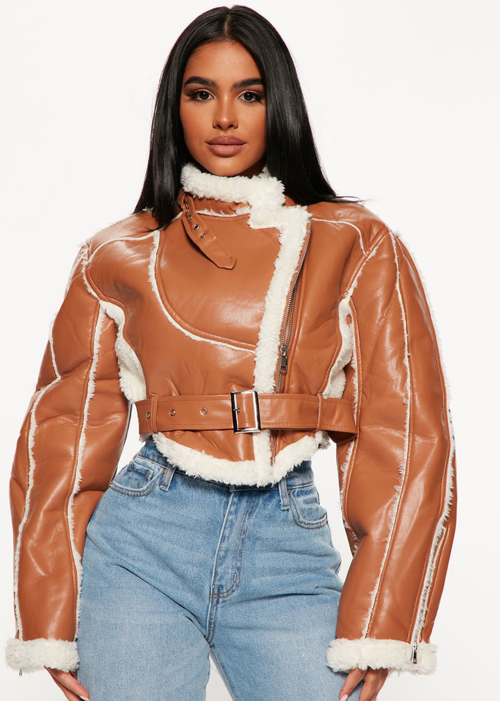 Paristera Eco-Leather Cropped Jacket