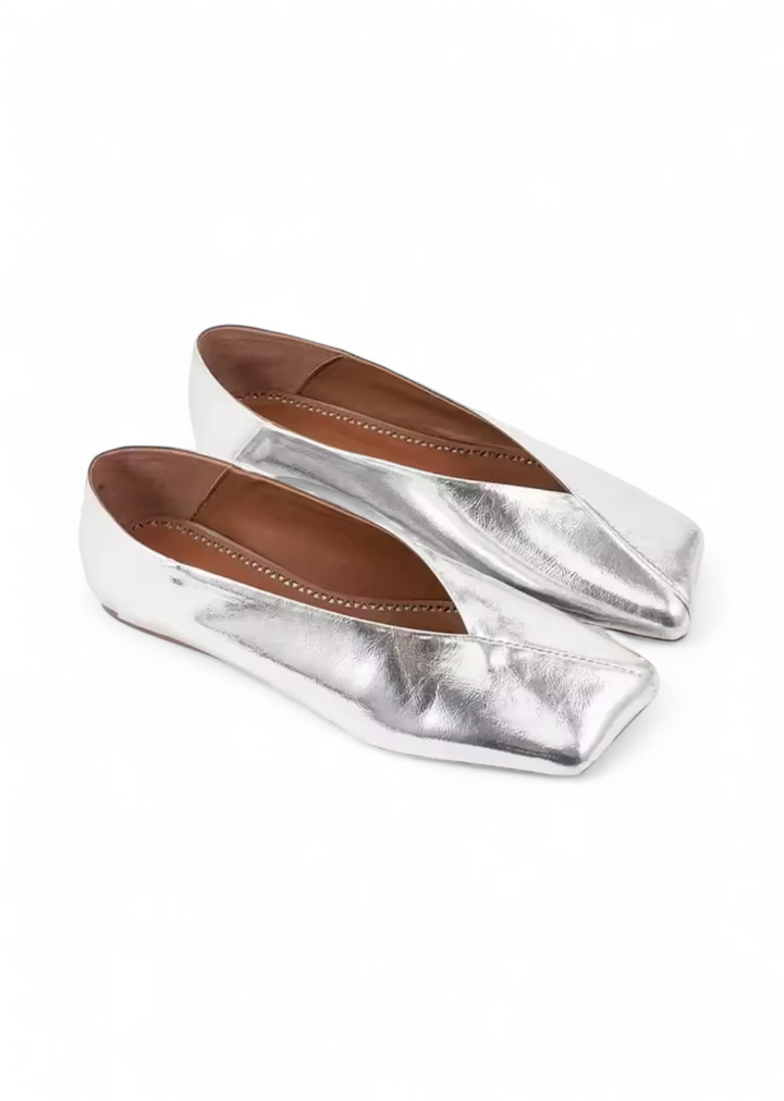 Square Toe V-Cut Slip-On Flats